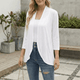 thumbnail image 2 of SOMER Women’s Cardigan 3/4 Sleeve Casual Open Front Loose Fit Lightweight Cardigan for Spring and Summer,2026 White Black, 2 of 6