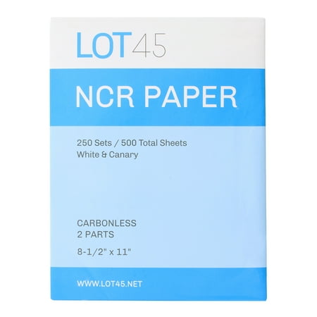 Lot45 2 Part Carbonless Paper - 11 x 8.5in Printable Carbonless Paper, 250 Sets