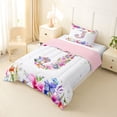 thumbnail image 2 of Castle Fairy Floral Letter J Twin Comforter Sets 3-Piece for Adults,Spring Garden Bedding Set for Bedroom,Pink Reversible, 2 of 6