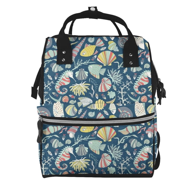 Disketp Underwater Creature Mochila de Pañales de Gran Capacidad con Múltiples Bolsillos, Mochila de Viaje Multifuncional para Bebé, Unisex, Moderna y Resistente