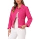 thumbnail image 4 of Chaquetas de cuello INSPIRE CHIC para mujer, de manga larga, con botones de perla y bolsillos, abrigos con ribete en contraste, color rosa intenso, 4 of 6
