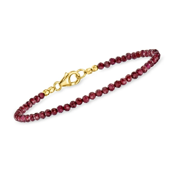Ross-Simons 14.00 ct. t.w. Garnet Bead Bracelet in 18kt Gold Over Sterling, Women's, Adult
