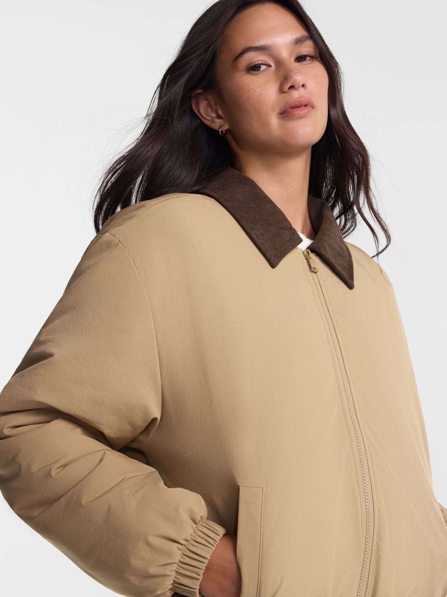 No Boundaries Puffer Barn Jacket, Women's and Women's Plus XXS-4X