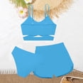 thumbnail image 4 of Hicidod Girls Tankini Swimsuit Two Piece High Waisted Solid Color Bathing Suits Summer Beach Swimwear with Shorts for 7-14 Years, 4 of 7