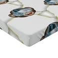 thumbnail image 2 of Ambesonne Monkey Emoji Fitted Sheet, Futuristic Cyber Faces, Full Size, Coconut Umber Pale Blue, 2 of 3