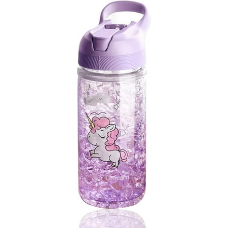 

Unicorn Water Bottles for Girls Cute Girls Water Bottles for School Girls Unicorn Water Bottle with Straw and Safety lock 400ML/13.5oz Kids Water Bottles for School Kids Girls Purple