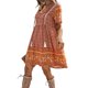 thumbnail image 5 of VISgogo Vestido bohemio para mujer, estampado de flores, manga corta, cuello en V, ajuste holgado, vestido de vacaciones, S/M/L/XL VISgogo  moda, 5 of 7