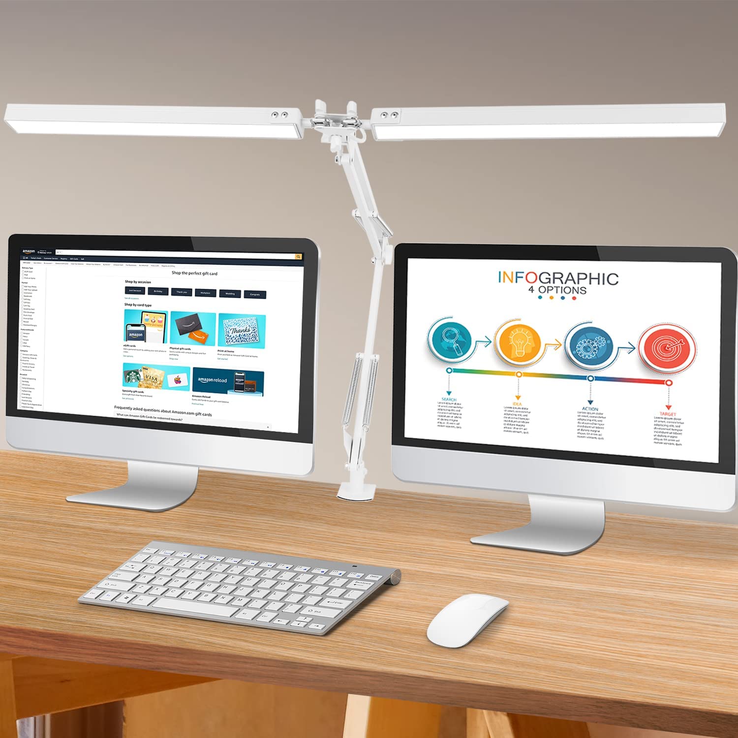 JOSTIC Double Head LED Desk Lamp with Clamp, Desk Lamps for Home Office