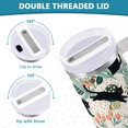 thumbnail image 3 of Yayeee 40oz Stainless Steel Tumbler with Straw and Handle Double-Wall Insulated Travel Water Bottle, Black Floral Cat Pattern, 3 of 8