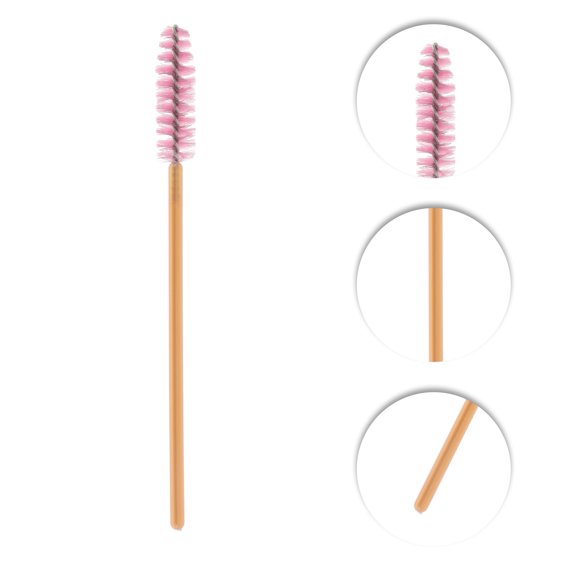 Unique Bargains Convenient Eyebrows Brushes for Travel 50 Pcs Gold Tone, Pink
