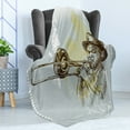 thumbnail image 4 of Jazz Music Soft Flannel Fleece Throw Blanket, Trumpet Player Illustration Rock and Roll Party Classic Design, Cozy Plush for Indoor and Outdoor Use, 60" x 80", Grey Yellow Black, by Ambesonne, 4 of 5