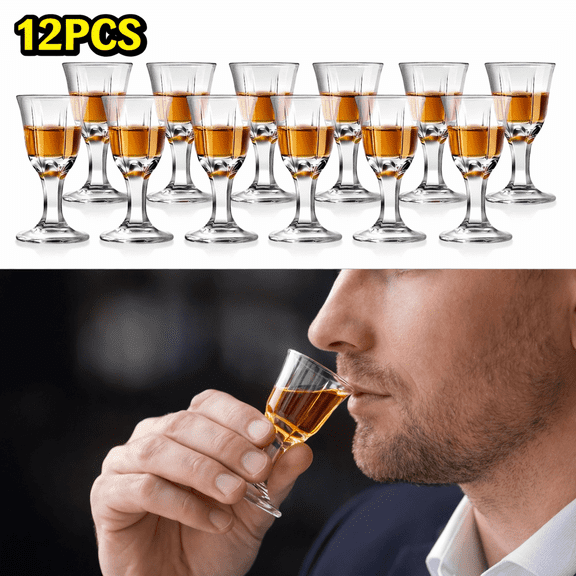 12 Pcs Mini Shot Glasses, 10ml Clear Cordial Glasses with Base, Small Tasting Glasses for Whiskey, Tequila, Spirits and Liqueur
