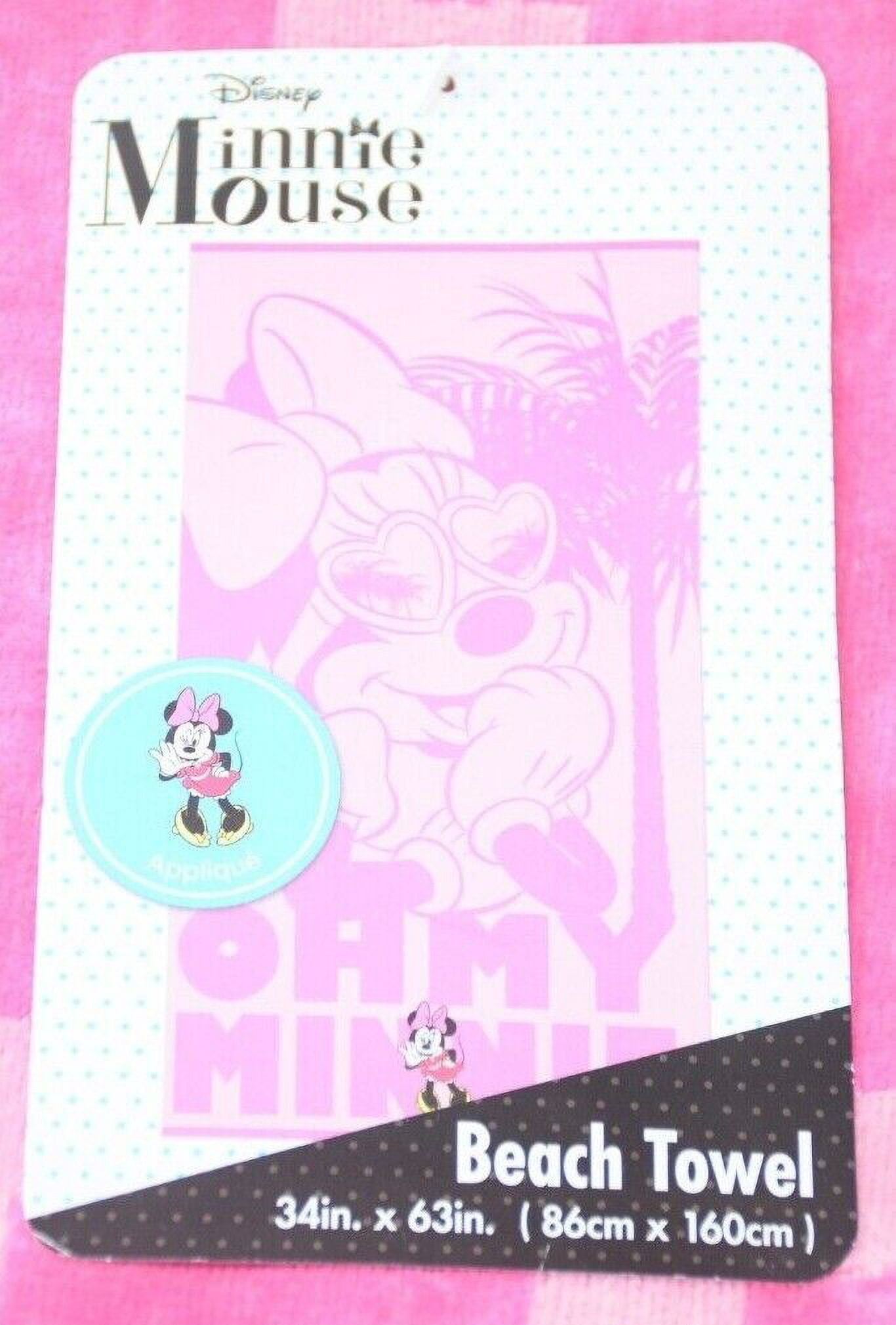 Minnie Mouse Beach Towel Pink with Embroidered Applique 34" x 63"