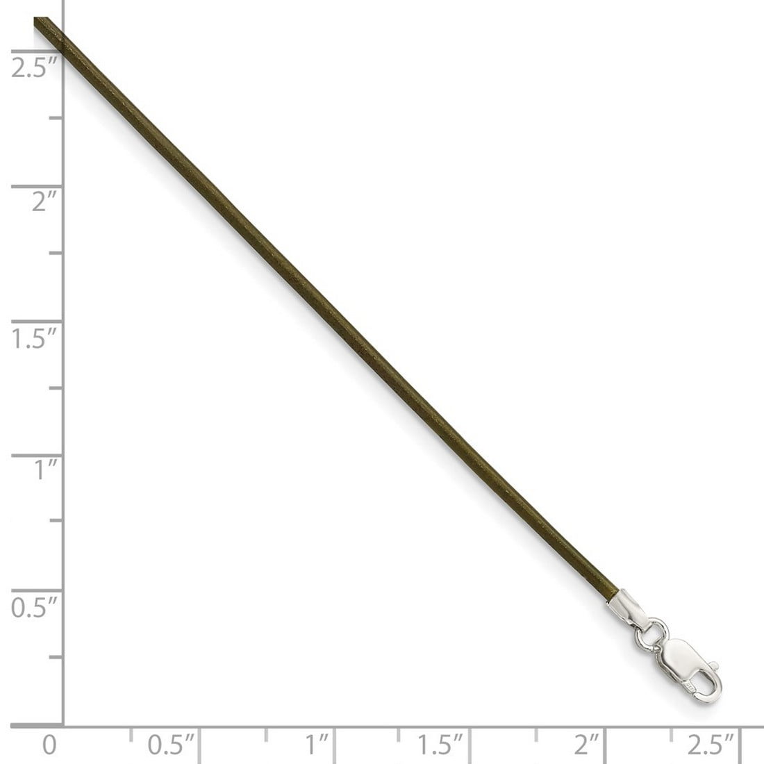 925 Sterling Silver 1.5mm Olive Leather Cord Necklace 18 Inch Lobster Claw Pendant Necklace for Women