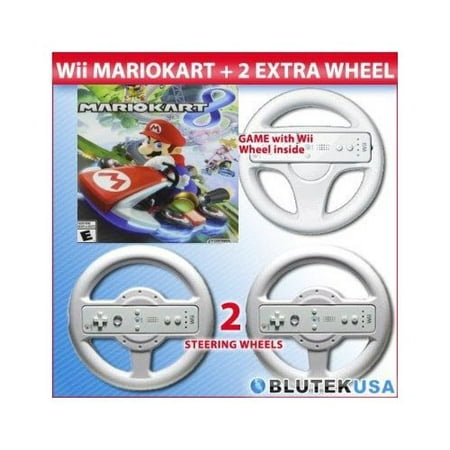 Used Mario Kart 8 Nintendo Wii U With Original Wheel And 2 Extra Wheels (Used)