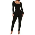 thumbnail image 2 of Sedceaty Women Workout Romper Solid Color Backless Long Sleeve Pants Jumpsuits for Sports Gym Yoga Fitness, 2 of 8