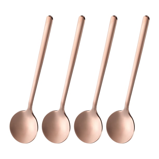 Cucharas de Espresso Uxcell de 4 Piezas de 5.1 pulgadas de Acero Inoxidable, Tono Rosa Dorado
