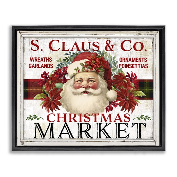 Stupell Industries Cottage Holiday Christmas Market Black Floating Frame Canvas Art, 21 x 17, by Creatif Belle