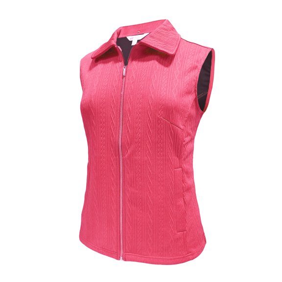 Monterey Club Women's Double Knit Cable Texture Vest #2749