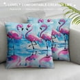 thumbnail image 3 of Nawypu  Animal Pillow Cushion Cover, Flamingos Love Birds Feather Romance Brushstroke Splash Watercolor Effect, Decorative Square Accent Pillow Case, Pink Blue Purple, 3 of 5