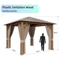 thumbnail image 3 of ALAULM 10'x10' Hardtop Gazebo Outdoor Plastical Wood Gazebo with Polycarbonate Roof, Permanent Pergola with Mosquito Netting and Curtains for Patio, Backyard, Party, 3 of 7