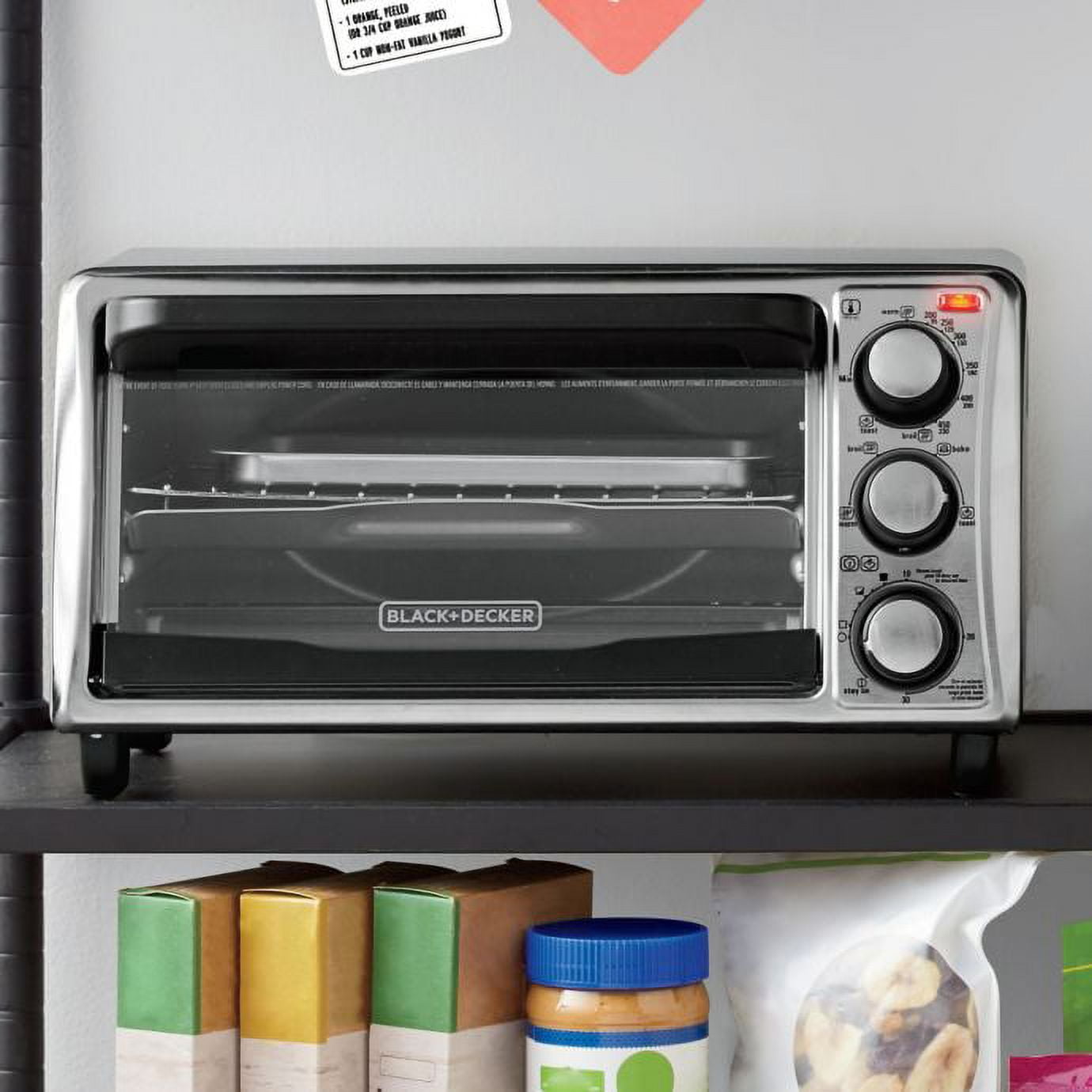  Black & Decker™ 4-Slice Toaster Oven fits 9 Pizza, Grey: Home  & Kitchen