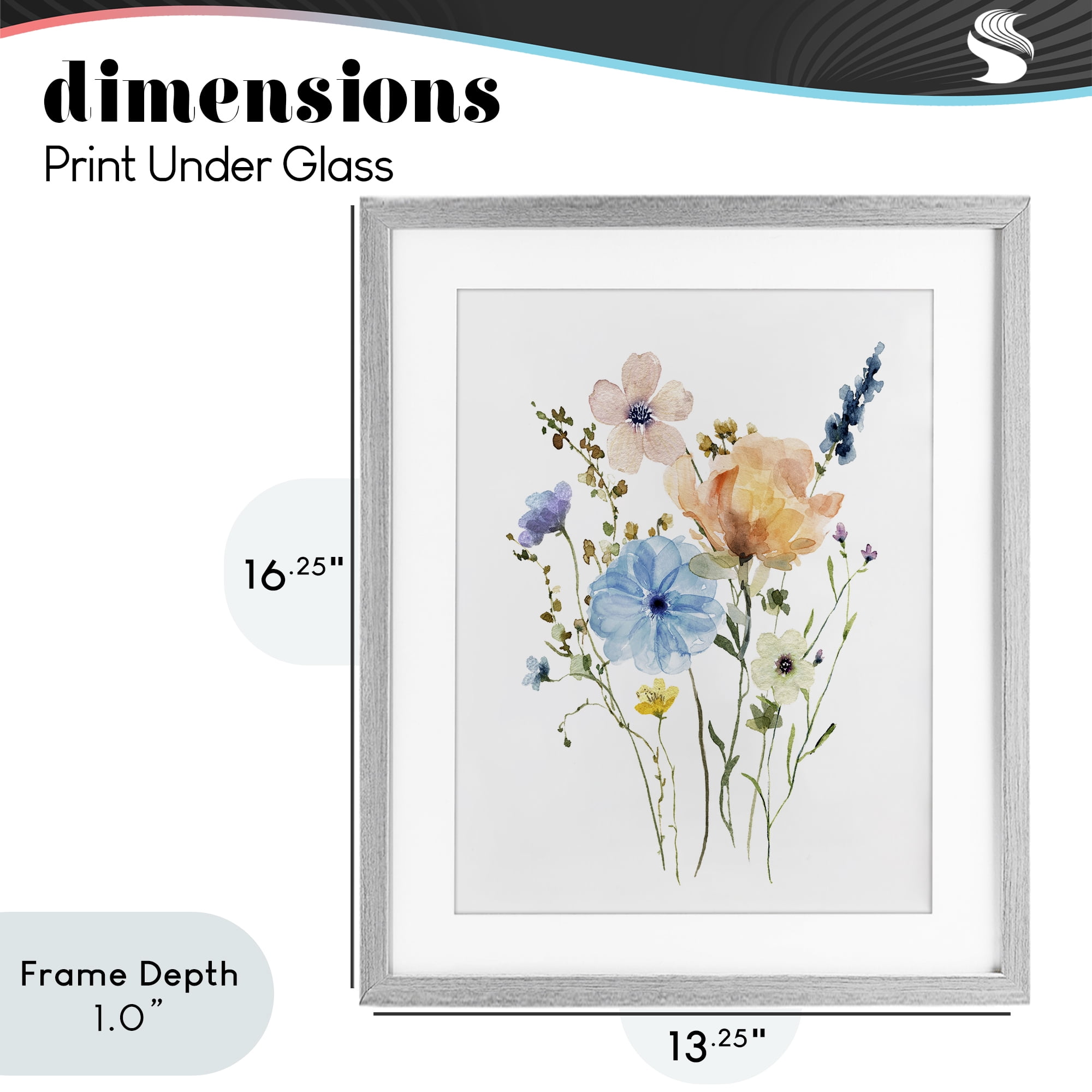 Stupell Industries Wildflower Sprig Bundle Gray Framed Print Under Glass, design by Livi Finn