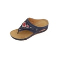 thumbnail image 2 of GERsome Women's Thong Sandals Low Wedge Open Toe Slip-On Slides Summer Comfort Beach Travel Walking Shoes, Blue Size 8.5, 2 of 7