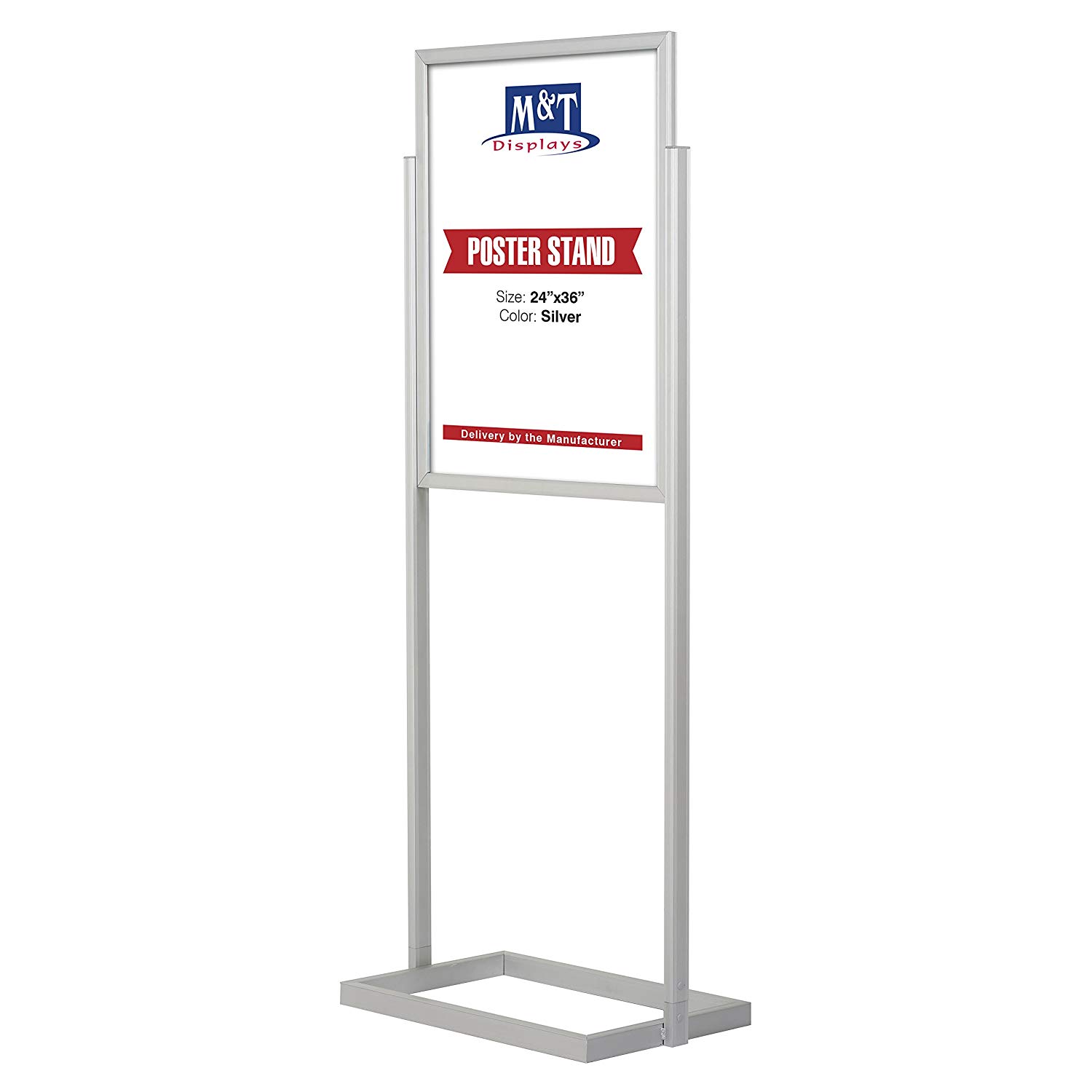 MT Displays Eco Info Board Display Stand Holder for Floor Double Sided,  24x36 Poster Size, Silver, Tier, Double Sided