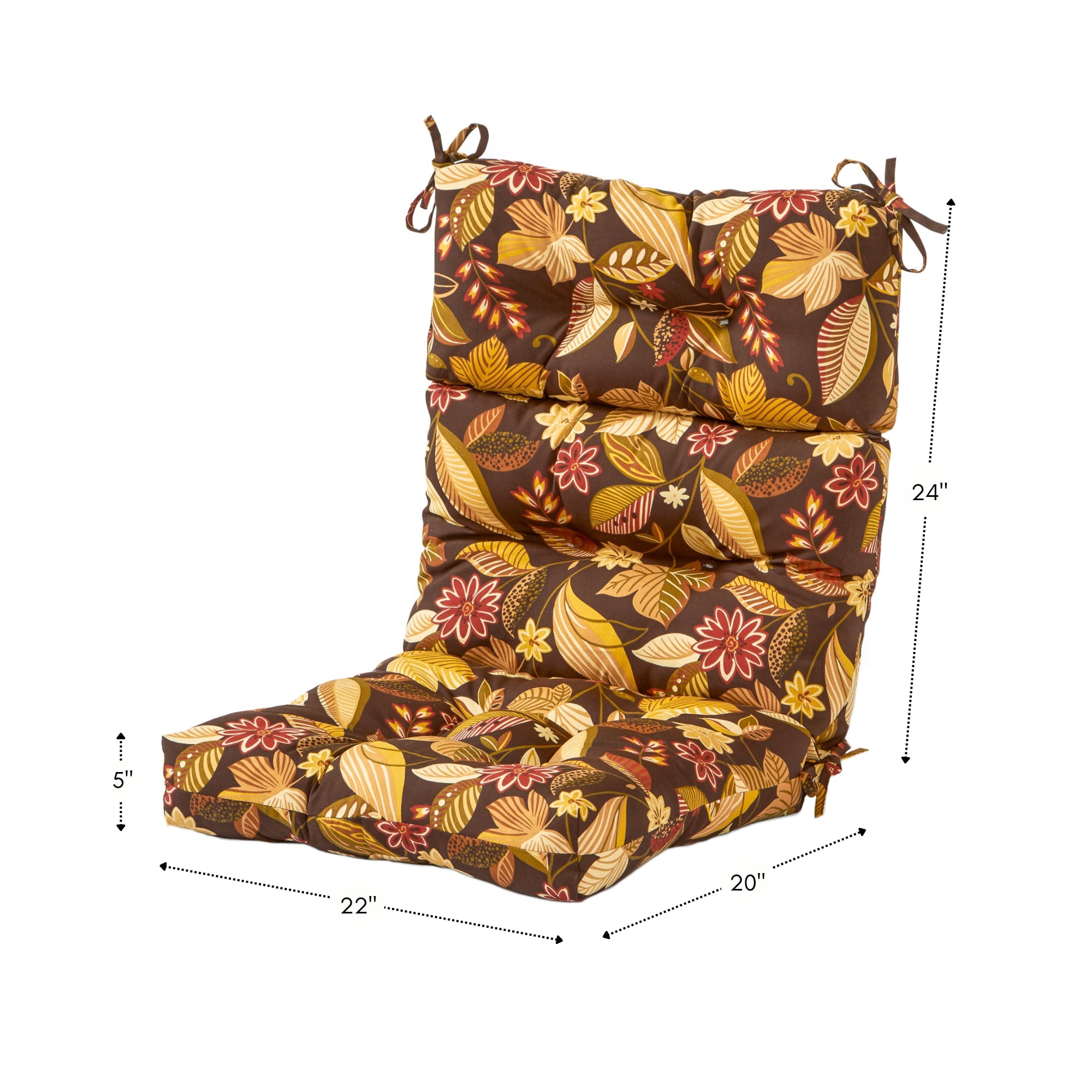 Timberland Floral 44 x 22 in. Outdoor High Back Chair Cushion (2-Pack) by Greendale Home Fashions