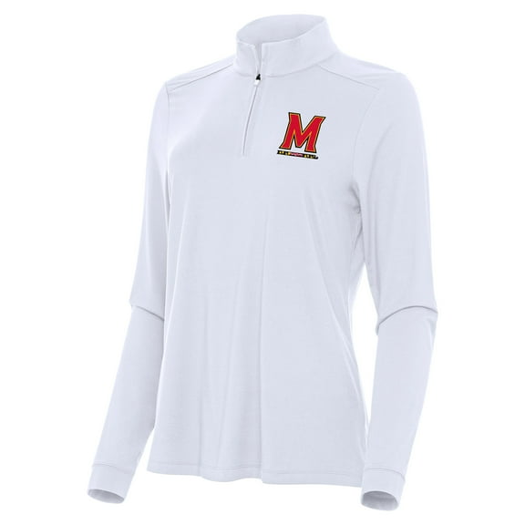 Women's Antigua White Maryland Terrapins Intent Quarter-Zip Top