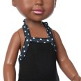 thumbnail image 3 of Juguete de muñeca africana para vestirse, decoración de estantería de pelo rizado para videojuegos, adorno decorativo de moda, regalo para Muñecas y casas de muñecas Vestido Lunares Negro Vogacara FN011688-01, 3 of 6