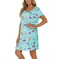 thumbnail image 4 of Defitshape Women's Cotton Nightgowns Soft Short Sleeve Sleep Shirt Printed Sleepshirts Cute Nightdress Short Night Gown Pajama Dress Summer Short Sleeve Sleepwear Green X-Large, 4 of 5