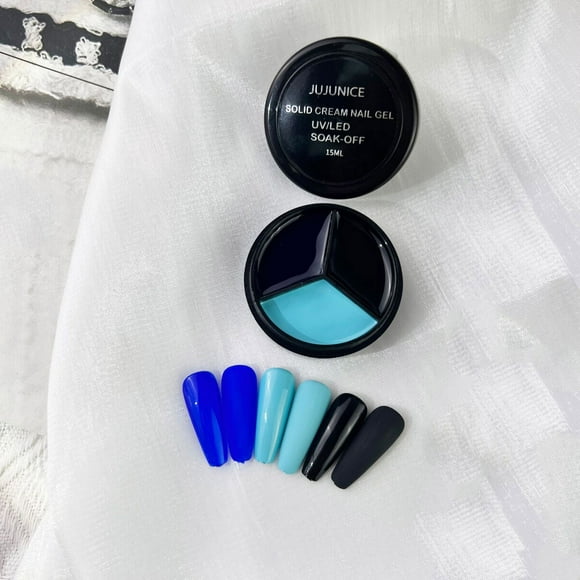 Xihbxyly Pegamento para Uñas, Pasta Sólida Tricolor, Brillo Duradero Hasta Por 20 Días, Fórmula Ligera E Inodora, Creatividad En Diseños de Uñas, Uso Profesional En Casa, 15 Ml, Innovación En Moda.