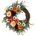 thumbnail image 2 of Flower Wreath *1 Elegant Large Artificial Flower Wreath with Red Roses Beige/ /Orange/ & Daisies All Season Door Decoration for Front Door Christmas, 2 of 9