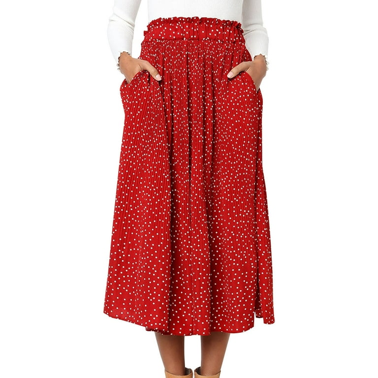 Hbfagfb Skirt Patterns for Sewing Women Fashion Women Printed Long Skirt Leopard Print Skirt Floral Pocket Pressed Pleated Women's Pleated Style Skirt