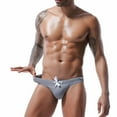 thumbnail image 2 of Jinhomg Bikini Swimsuit for Men Tight Fit Elastic Drawstring Waist Swimming Briefs Lightweight Comfy Basic Solid Low Rise Athletic Swimsuit Holiday Clearance Sale Gray M, 2 of 10