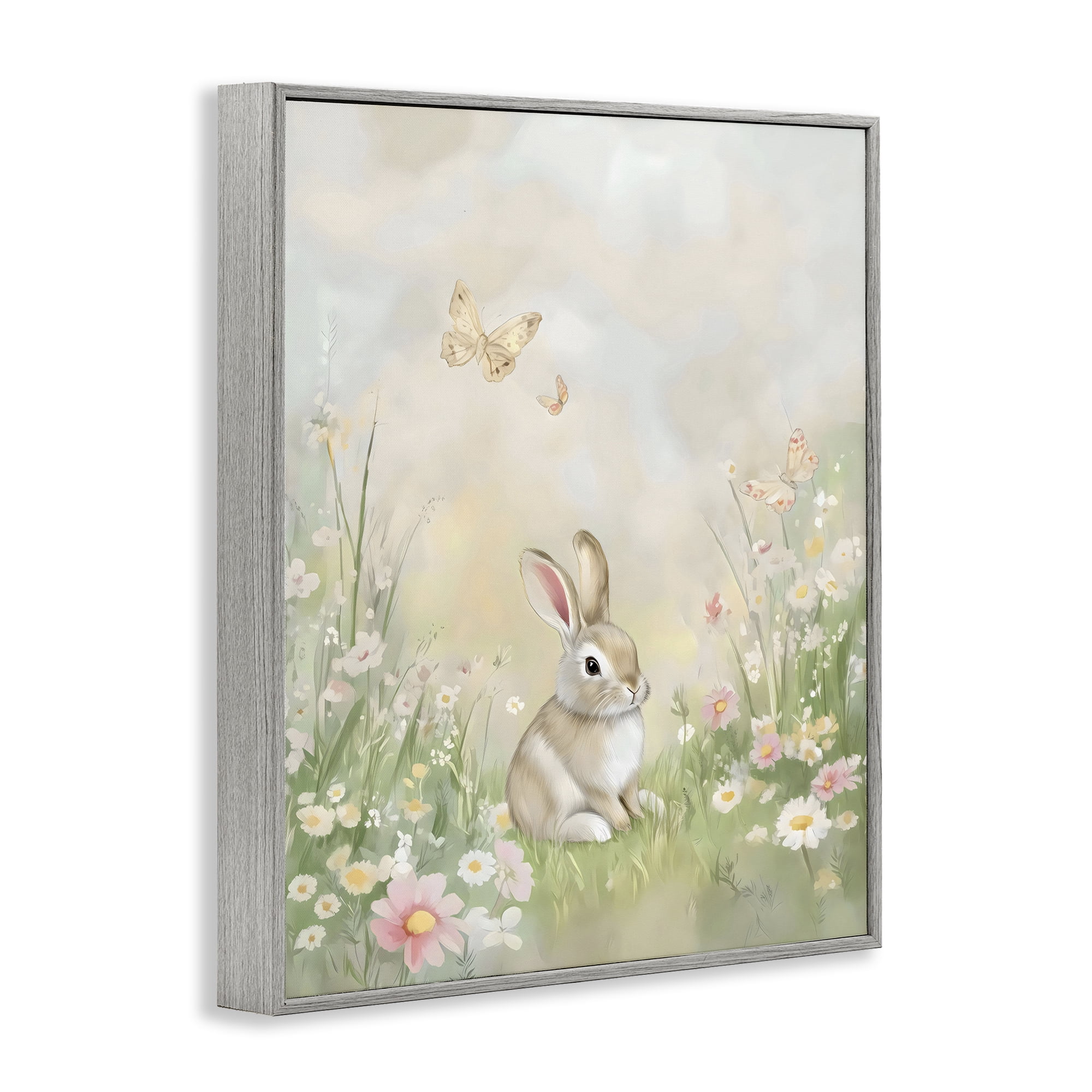 Stupell Industries Nursery Bunny in Meadow Gray Framed Giclee Art, design by Arlington Prints