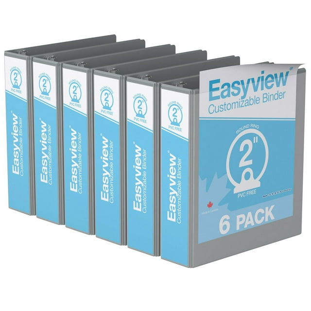 Davis Group, Easyview Premium, Round Ring, Customizable, View Binder, 6 Pack, 2"