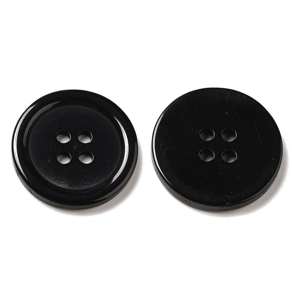 195pcs/bag 22mm Buttons Flat Round Resin Buttons 4 Holes Craft Buttons for Sewing Scrapbooking DIY Craft-Black
