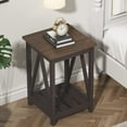 Farmhouse End Table, Rustic Vintage End Side Table with Storage Shelf