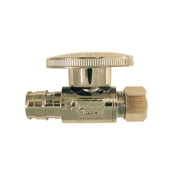 Mosack Group Stop Valve Pex Barb Straight - Brass, Silver - 1/2" x 3/8"