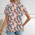 thumbnail image 3 of Womens Button Down Shirt Plus Size Summer Casual Short Sleeve Lapel Casual Printed Button Up T Shirt Fashion, 3 of 7
