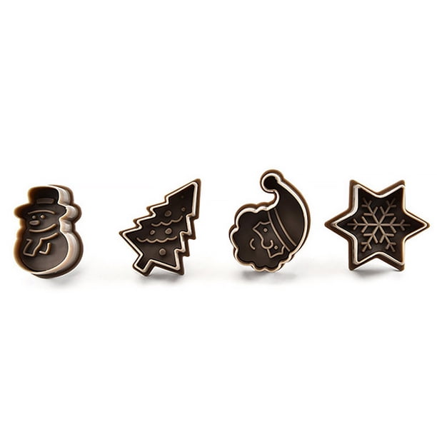 Billuyoard Moldes para galletas de 4 piezas, molde para pastel de Chocolate de Navidad, moldes para galletas de mantequilla de Santa, cubitos de hielo, Herramientas y accesorios para hornear Gris Billuyoard HA009427-02