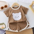 thumbnail image 4 of NOLDARES Toddler Infant Baby Boy Outfits 2 Pieces Round Neck Short Sleeve T-Shirt Casual Cargo Pocket Shorts Print Clothes(Brown,3-4 Y), 4 of 4
