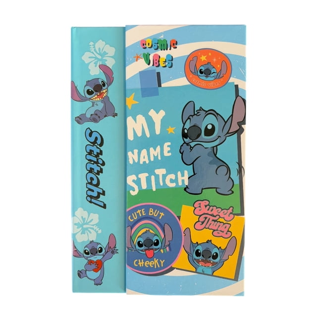 Libreta diario Stitch, Azul, hojas decoradas, planificador semanal, 120 hojas, mide 15 cm de ancho por 21 cm de largo