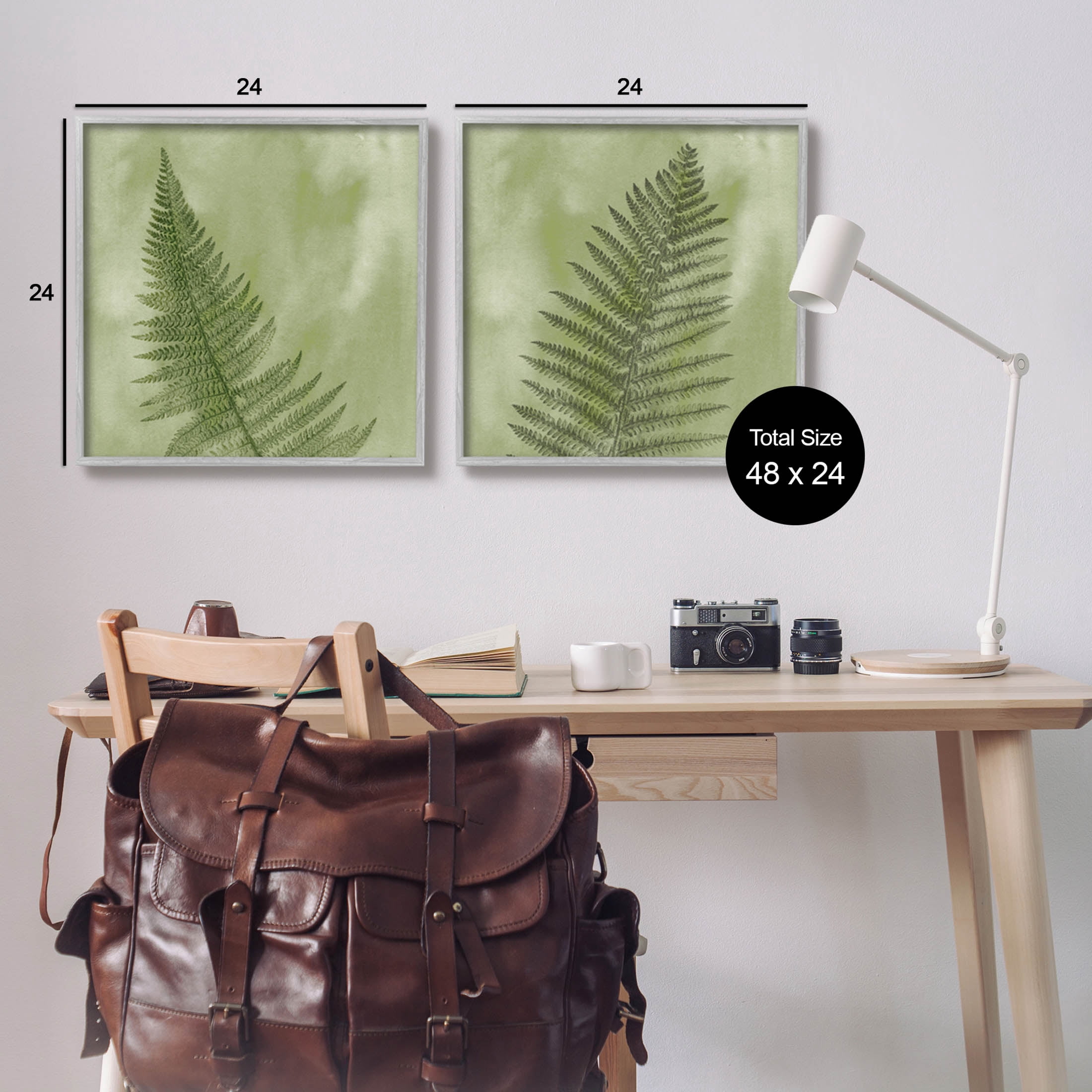 Fern Sprouts Forest Nature Leaves Botanical & Floral Graphic Art Gray Framed Art Print Wall Art, Set of 2
