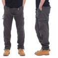 thumbnail image 3 of Simple cotton overalls, men's casual pants, elastic waist, multi-pocket pants, plus size, 3 of 5