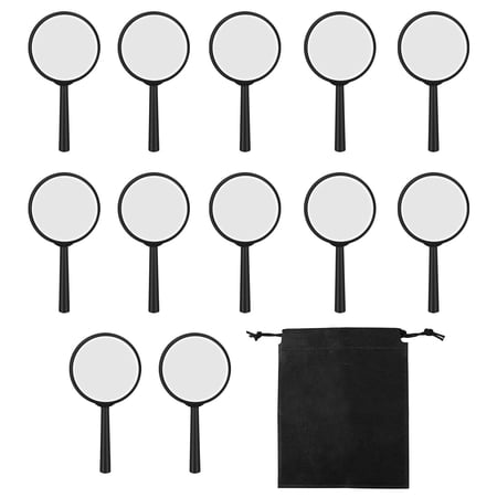 Elcoho 12 Pack Handheld Magnifier Plastic Magnifying Glass for Reading Jewelry Home Office Desk Accessories with Storage Bag