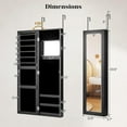 thumbnail image 2 of CZMJY Wall Mounted Jewelry Cabinet with Full Length Mirror, Over The Door Jewelry Armoire Organizer with Large Storage, Makeup Mirror & Velvet Lining (Black), 2 of 11
